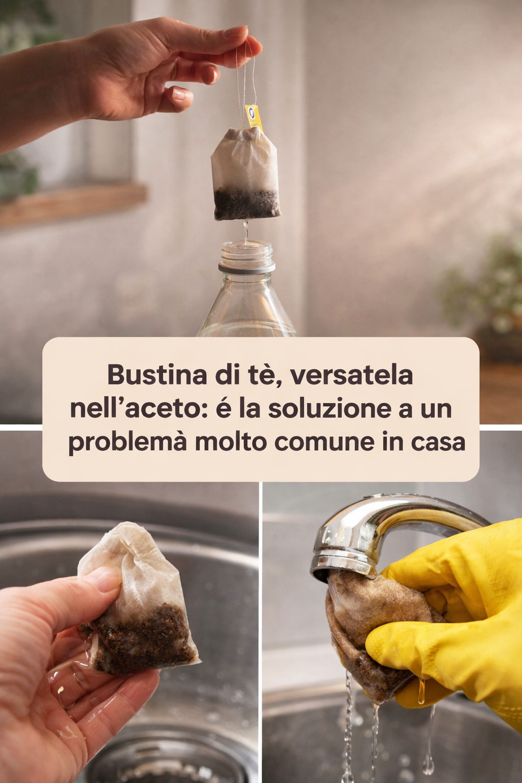 Bustina di tè, versatela nell’aceto: è la soluzione a un problema molto comune in casa