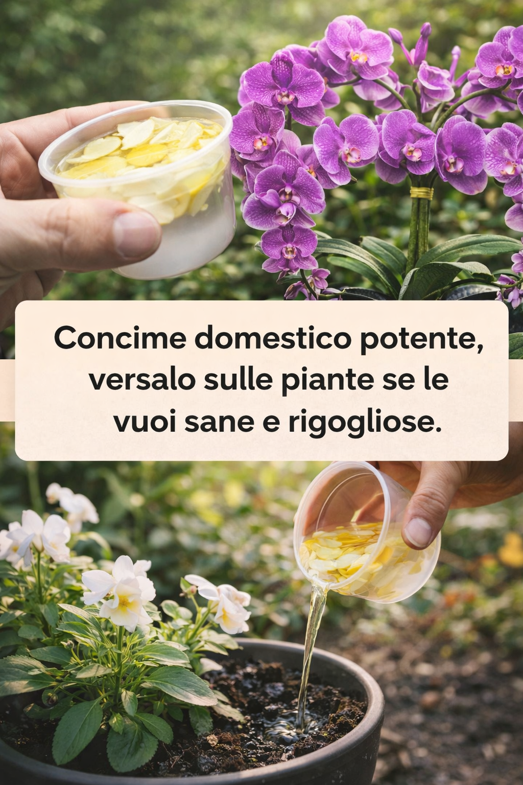 Concime domestico potente, versalo sulle piante se le vuoi sane e rigogliose.
