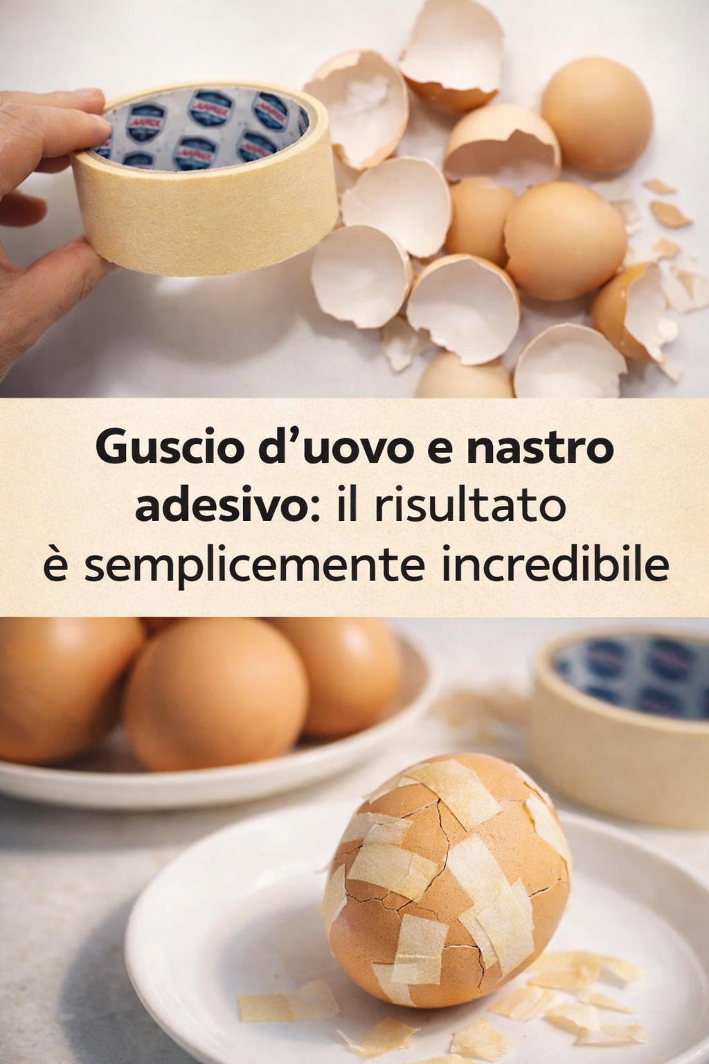 Guscio d’uovo e nastro adesivo: il risultato è semplicemente incredibile