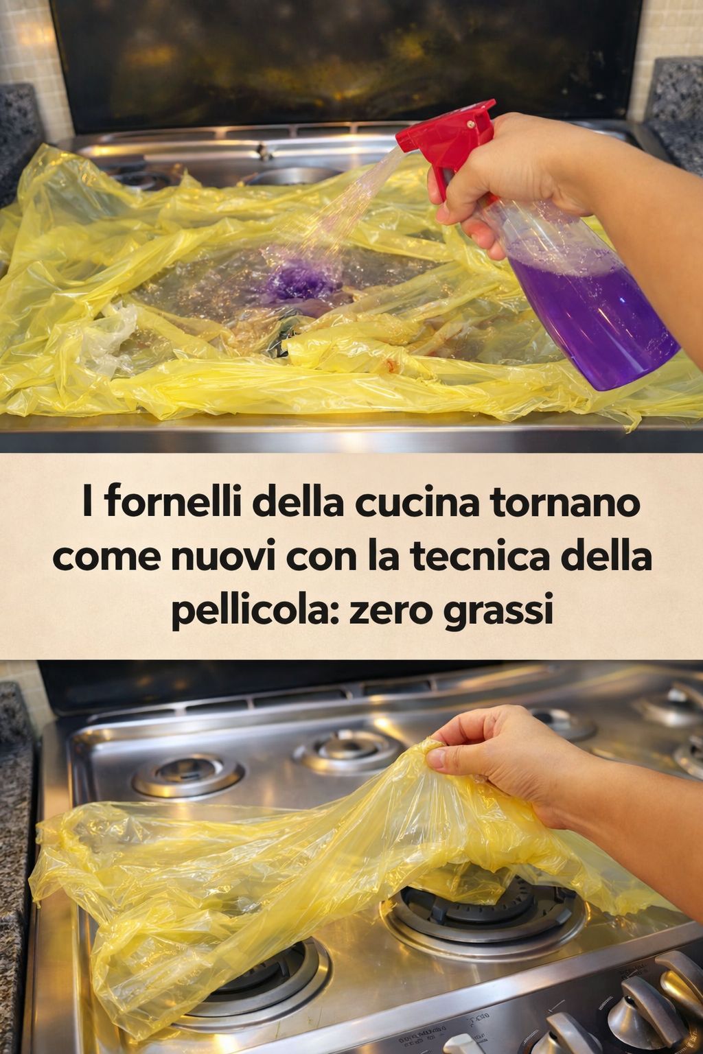 I fornelli della cucina tornano come nuovi con la tecnica della pellicola: zero grassi