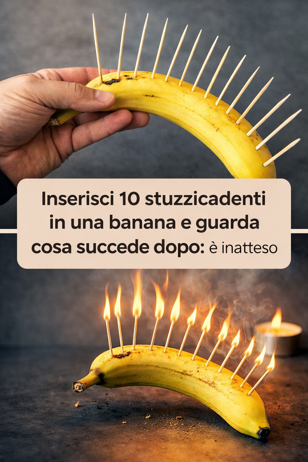 Inserisci 10 stuzzicadenti in una banana e guarda cosa succede dopo: è inatteso