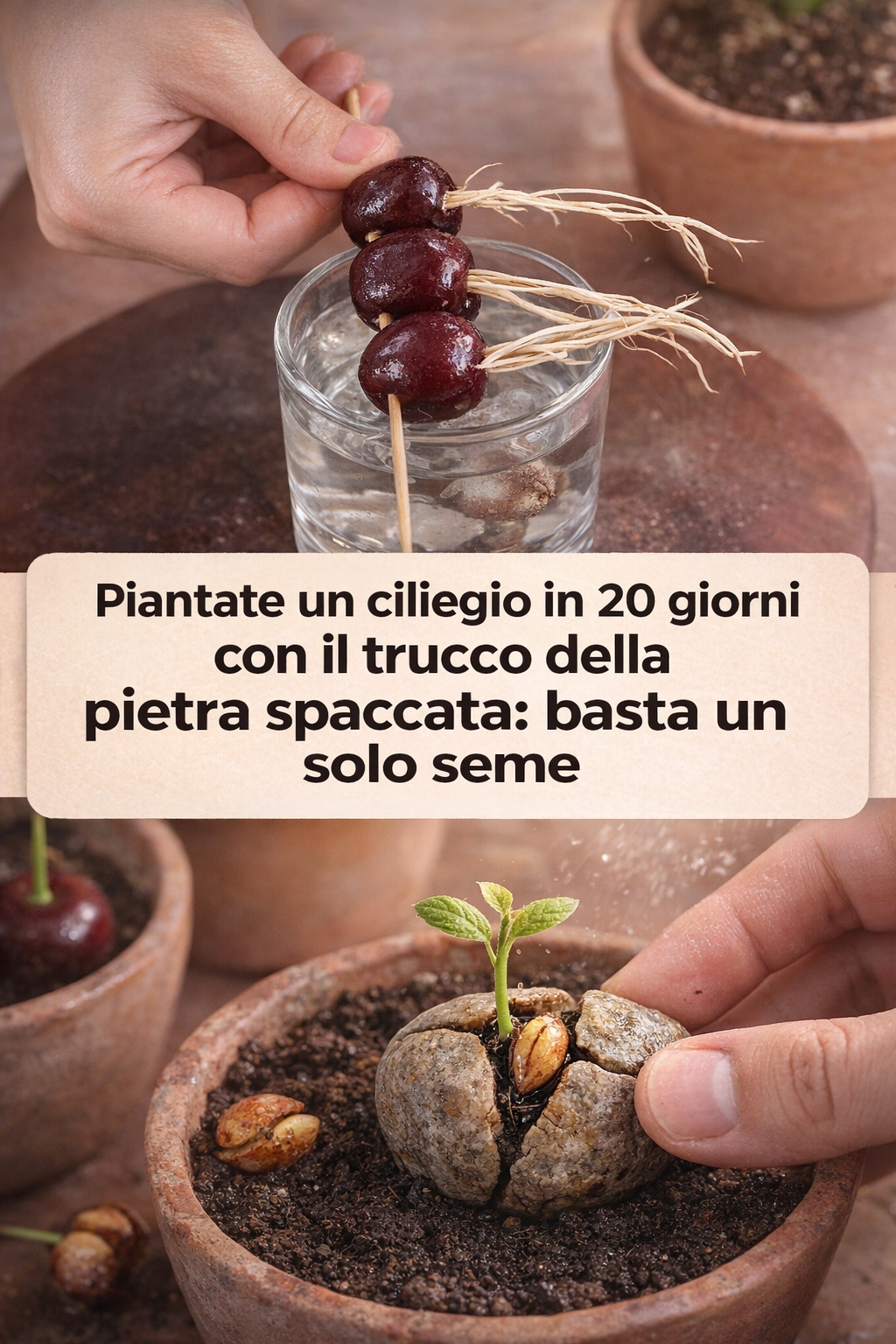 Piantate un ciliegio in 20 giorni con il trucco della pietra spaccata: basta un solo seme