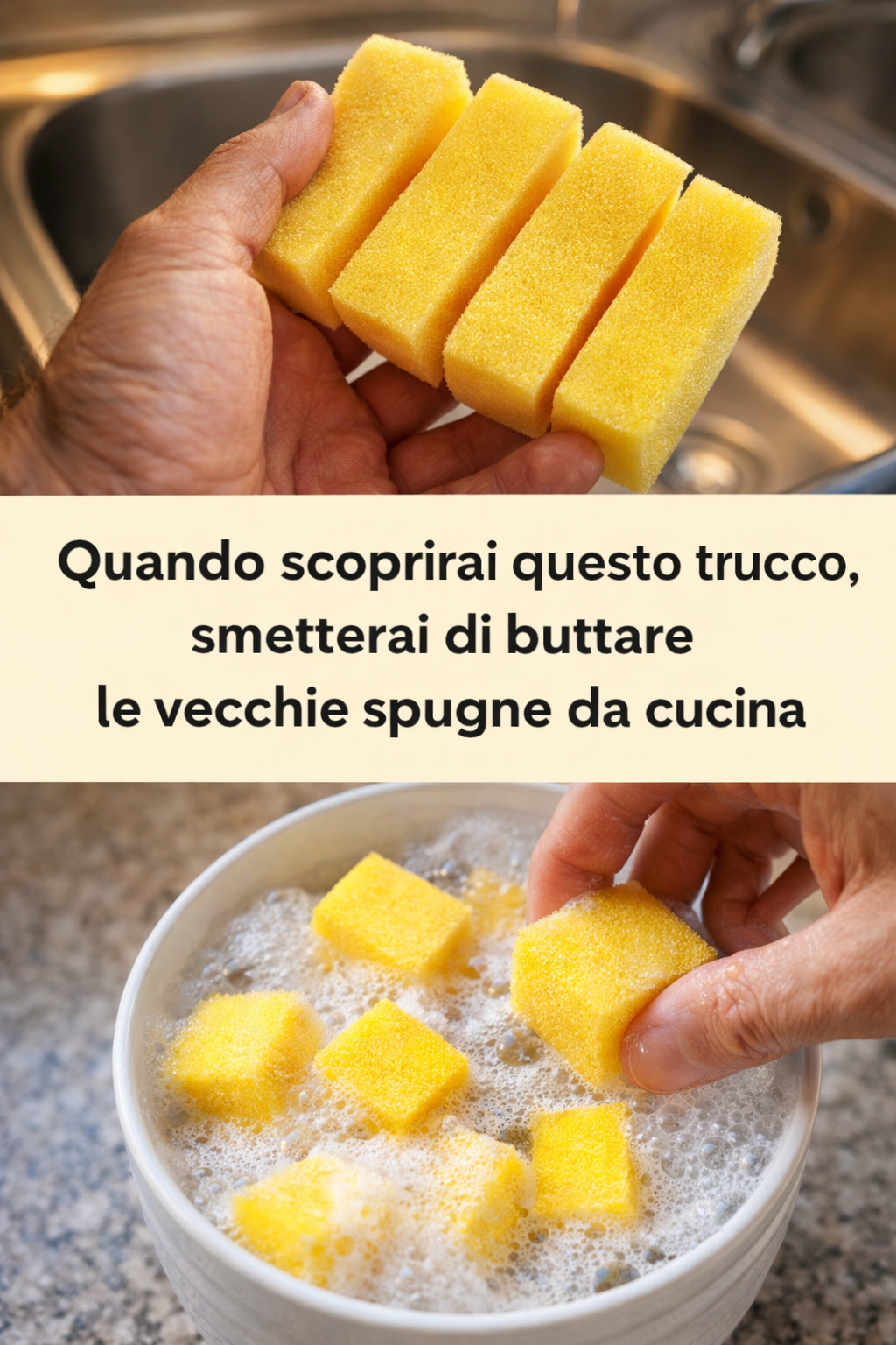 Quando scoprirai questo trucco, smetterai di buttare le vecchie spugne da cucina