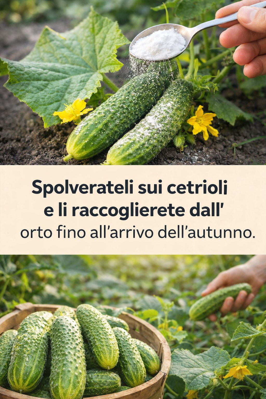 Spolverate sui cetrioli e li raccoglierete dall’orto fino all’arrivo dell’autunno.