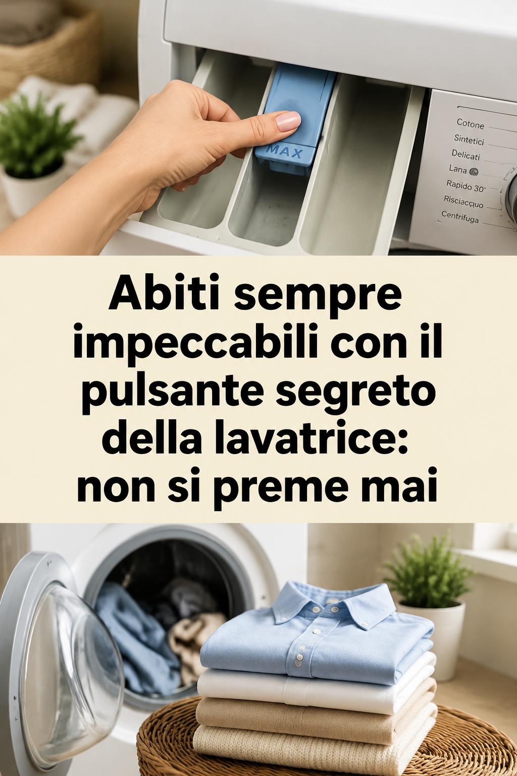 Abiti sempre impeccabili con il pulsante segreto della lavatrice: non si preme mai