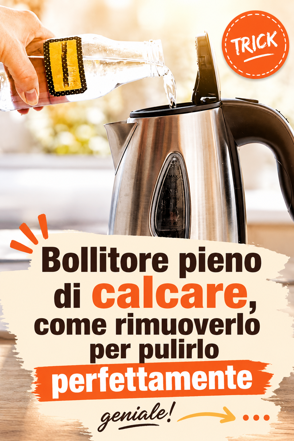 Bollitore pieno di calcare, come rimuoverlo per pulirlo perfettamente