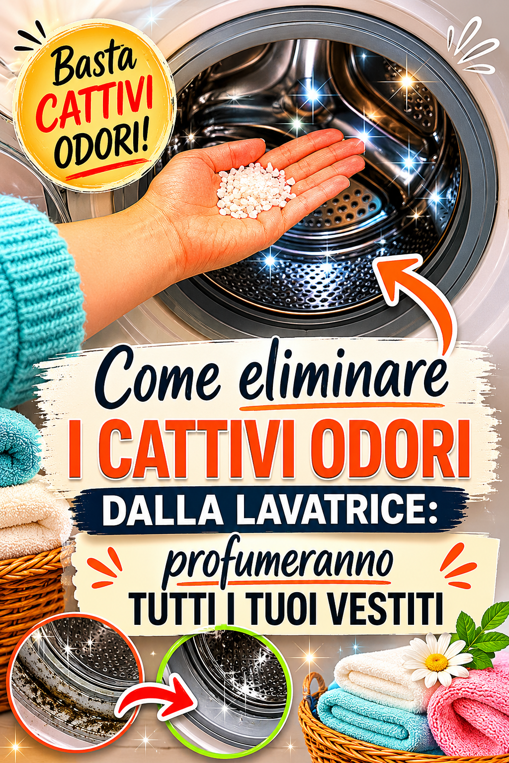 Come eliminare i cattivi odori dalla lavatrice: profumeranno tutti i tuoi vestiti
