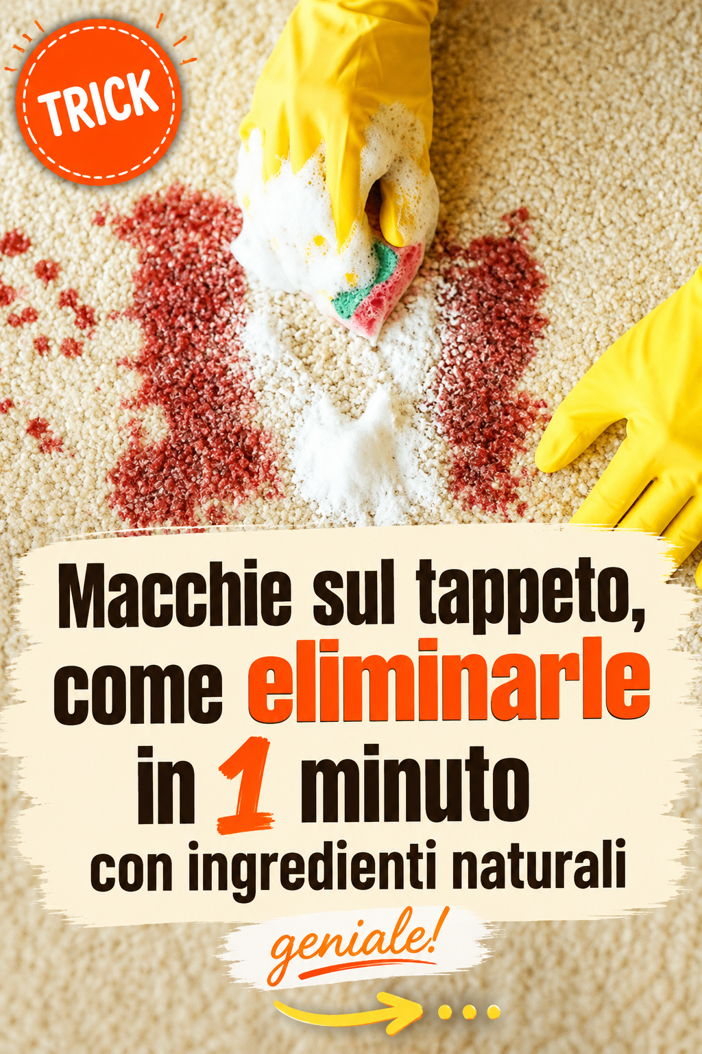 Macchie sul tappeto, come eliminarle in 1 minuto con ingredienti naturali