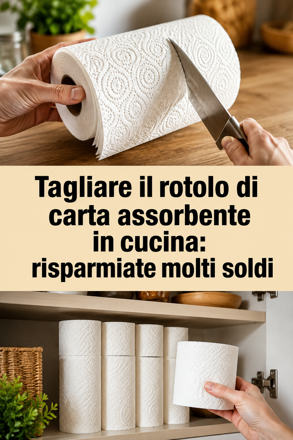 Tagliare il rotolo di carta assorbente in cucina: risparmiate molti soldi
