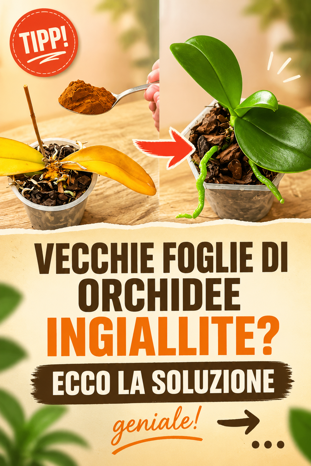 Vecchie foglie di orchidee ingiallite? Ecco la soluzione