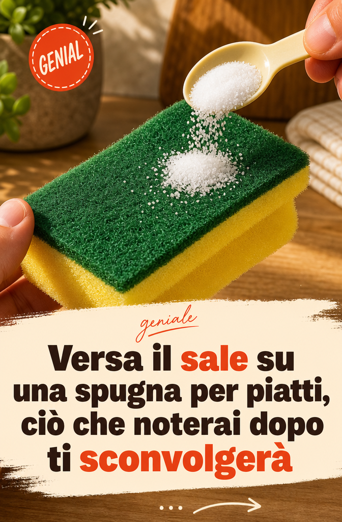 Versa il sale su una spugna per piatti, ciò che noterai dopo ti sconvolgerà