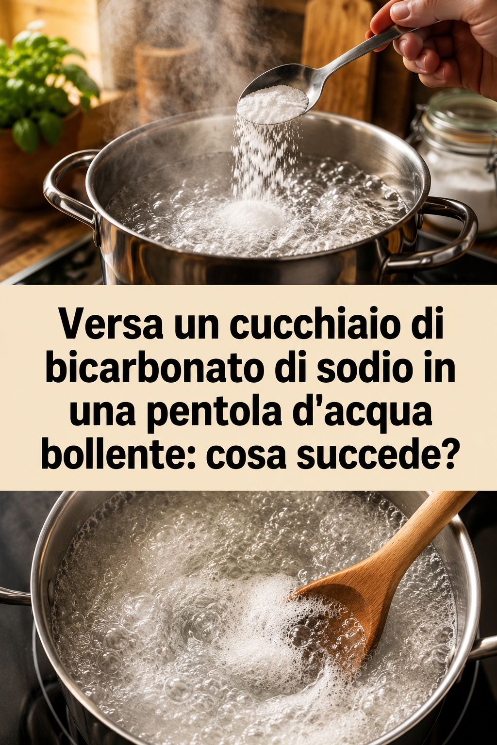 Versa un cucchiaio di bicarbonato di sodio in una pentola d’acqua bollente: cosa succede?