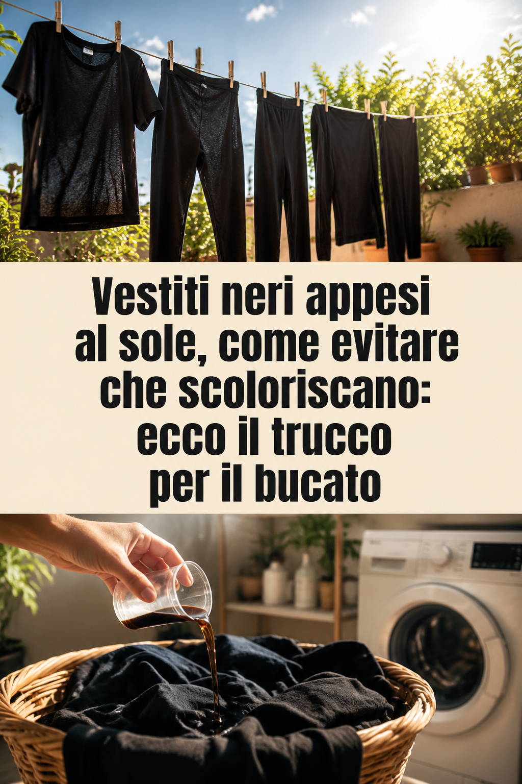 Vestiti neri appesi al sole, come evitare che scoloriscano: ecco il trucco per il bucato