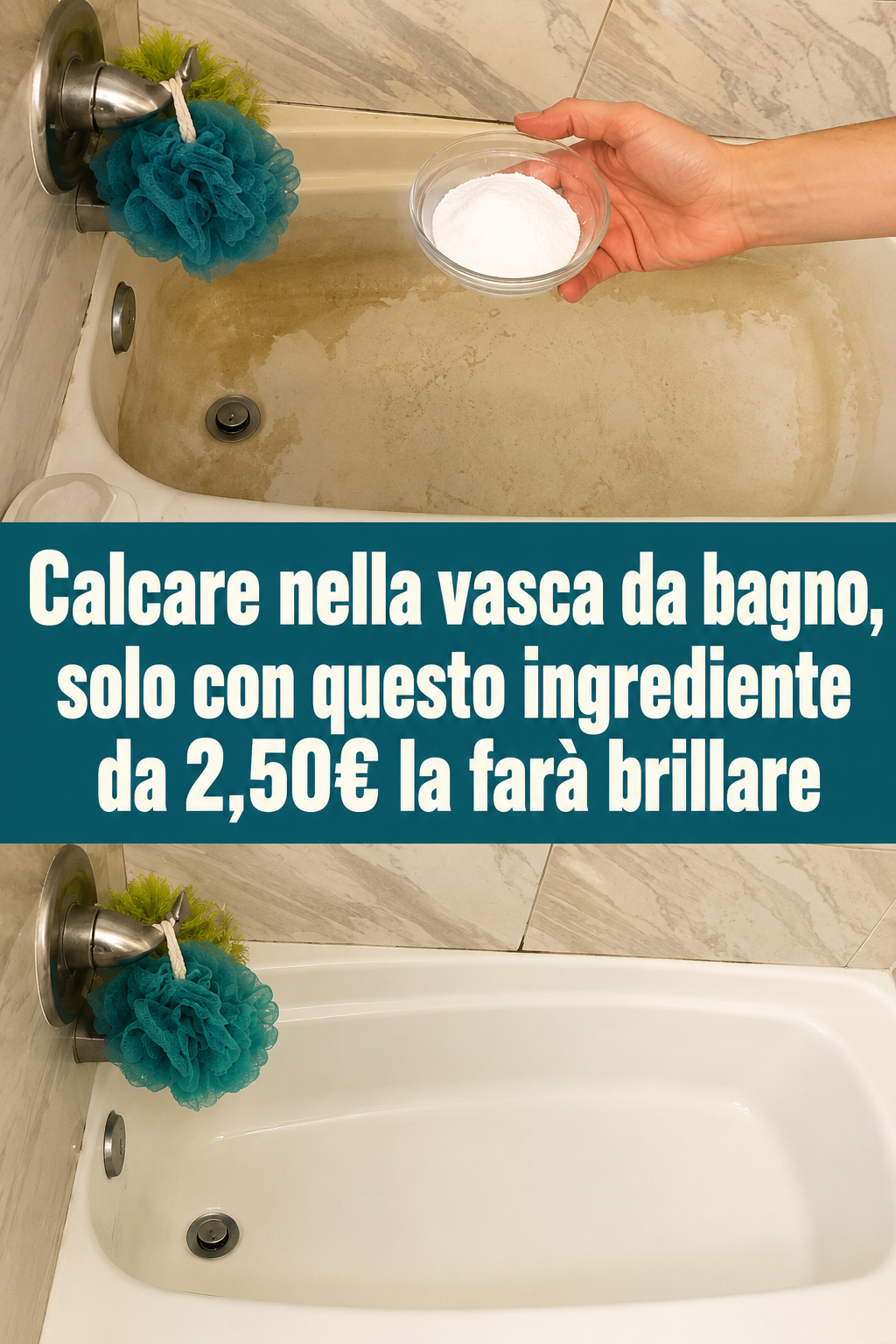 Calcare nella vasca da bagno, solo con questo ingrediente da 2,50€ la farà brillare