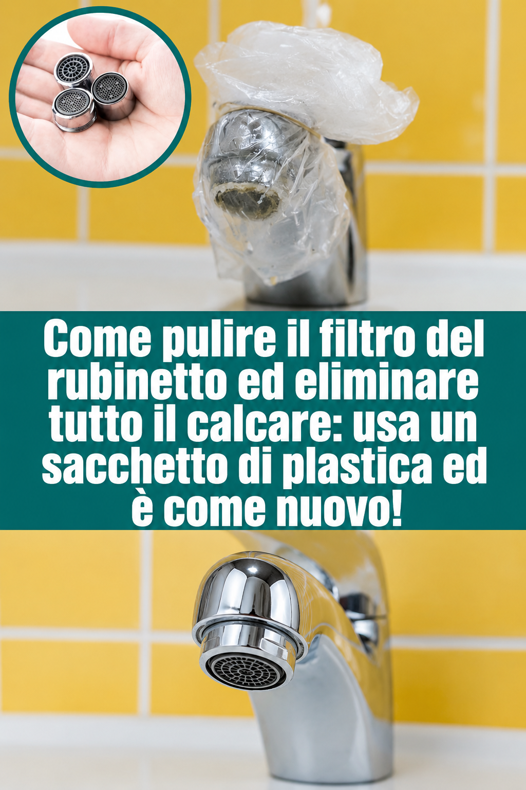 Come pulire il filtro del rubinetto ed eliminare tutto il calcare: usa un sacchetto di plastica ed è come nuovo!