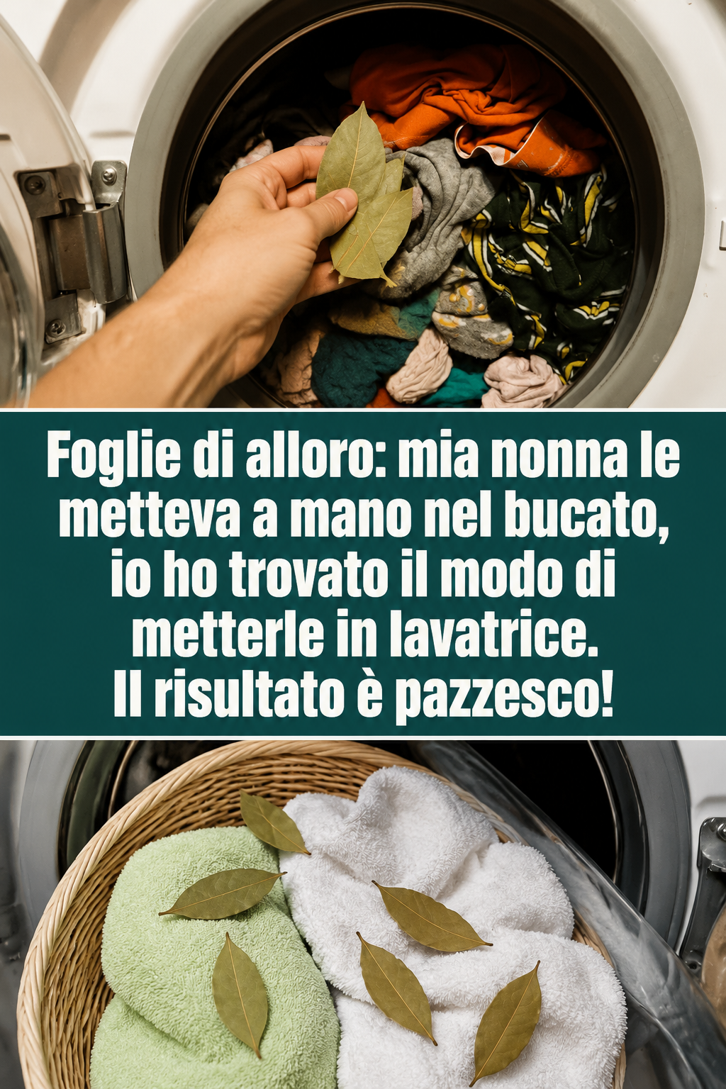 Foglie di alloro: mia nonna le metteva a mano nel bucato, io ho trovato il modo di metterle in lavatrice. Il risultato è pazzesco!