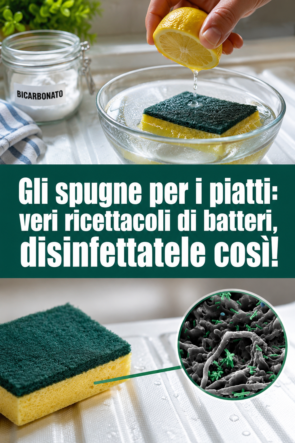 Gli spugne per i piatti: veri ricettacoli di batteri, disinfettatele così!