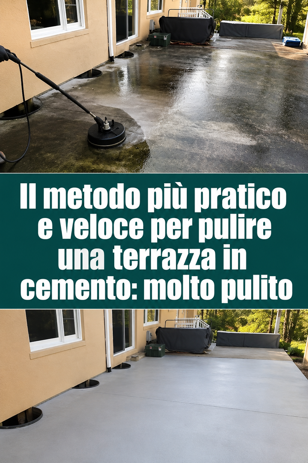 Il metodo più pratico e veloce per pulire una terrazza in cemento: molto pulito