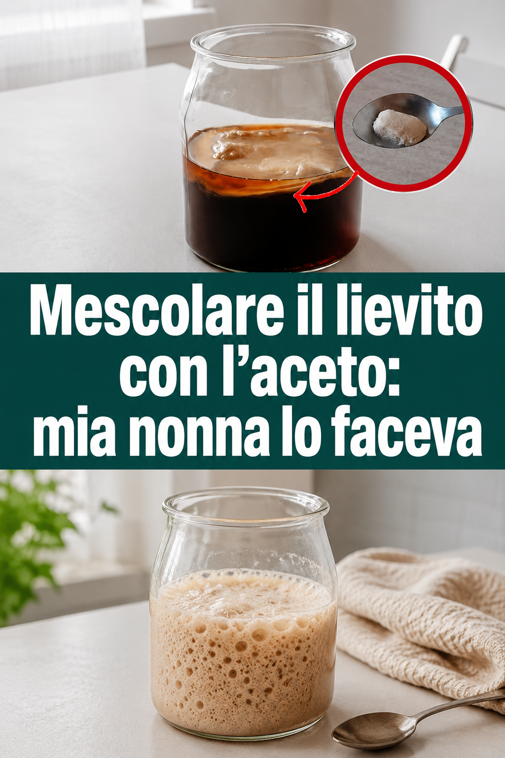 Mescolare il lievito con l’aceto: mia nonna lo faceva