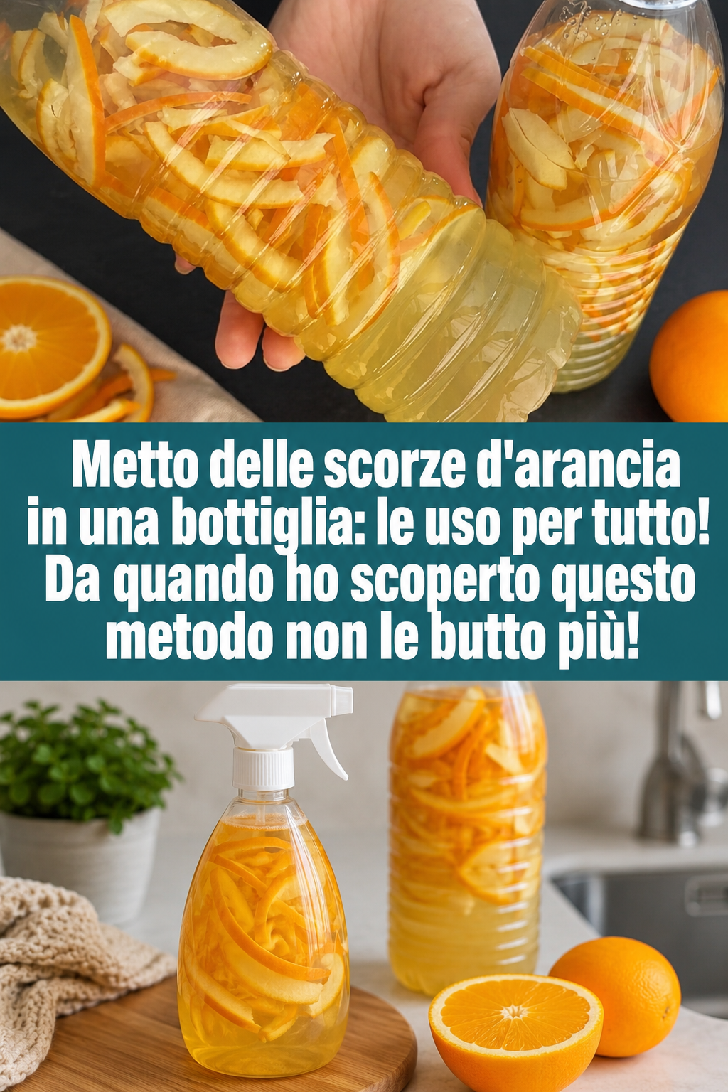Metto delle scorze d’arancia in una bottiglia: le uso per tutto! Da quando ho scoperto questo metodo non le butto più!