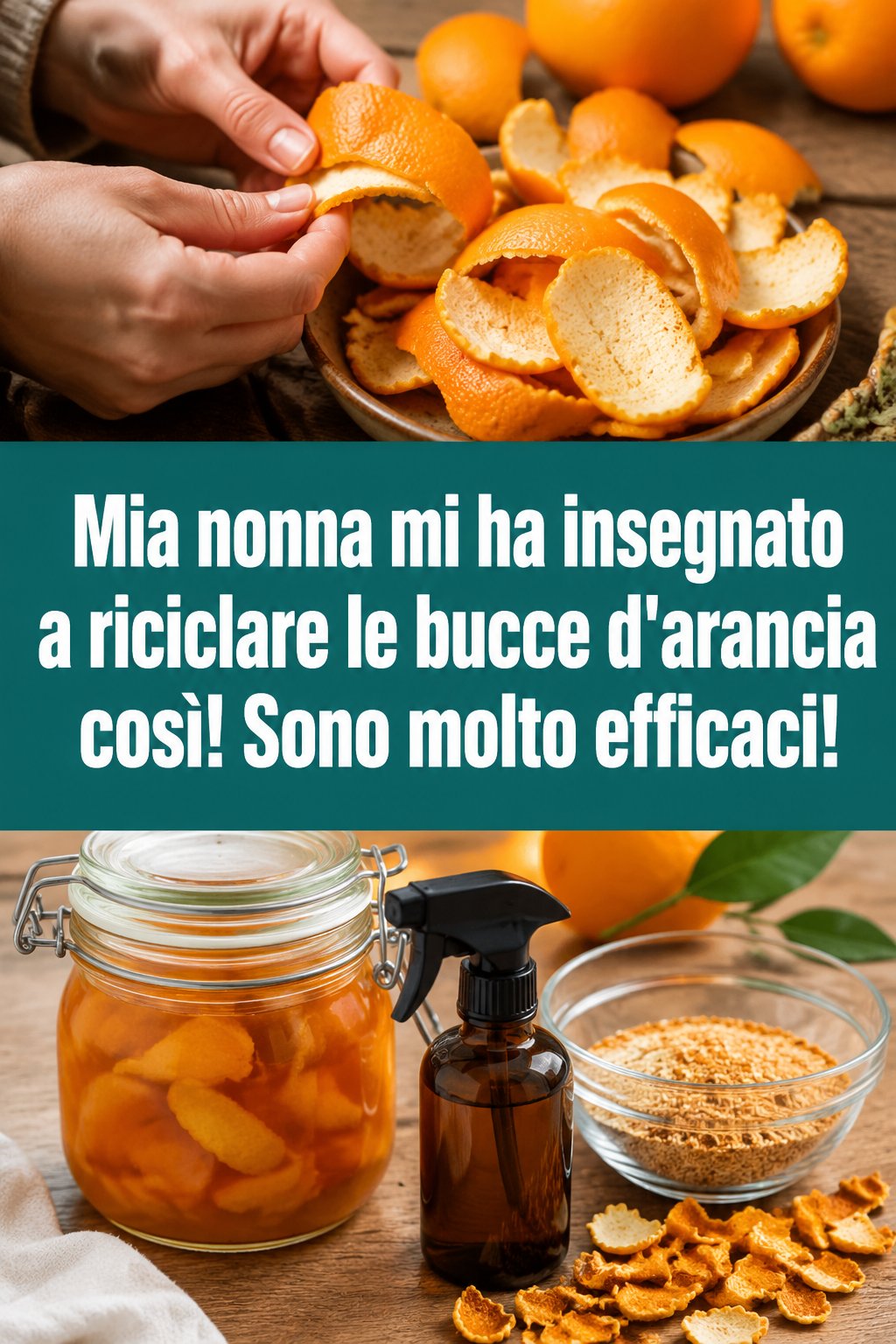 Mia nonna mi ha insegnato a riciclare le bucce d’arancia così! Sono molto efficaci!