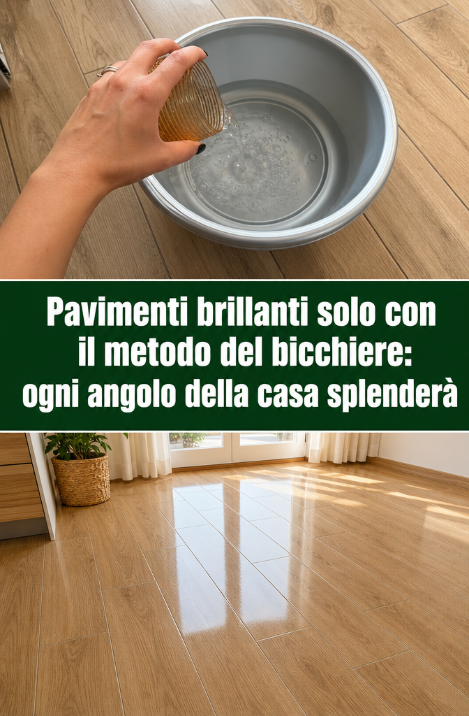 Pavimenti brillanti solo con il metodo del bicchiere: ogni angolo della casa splenderà