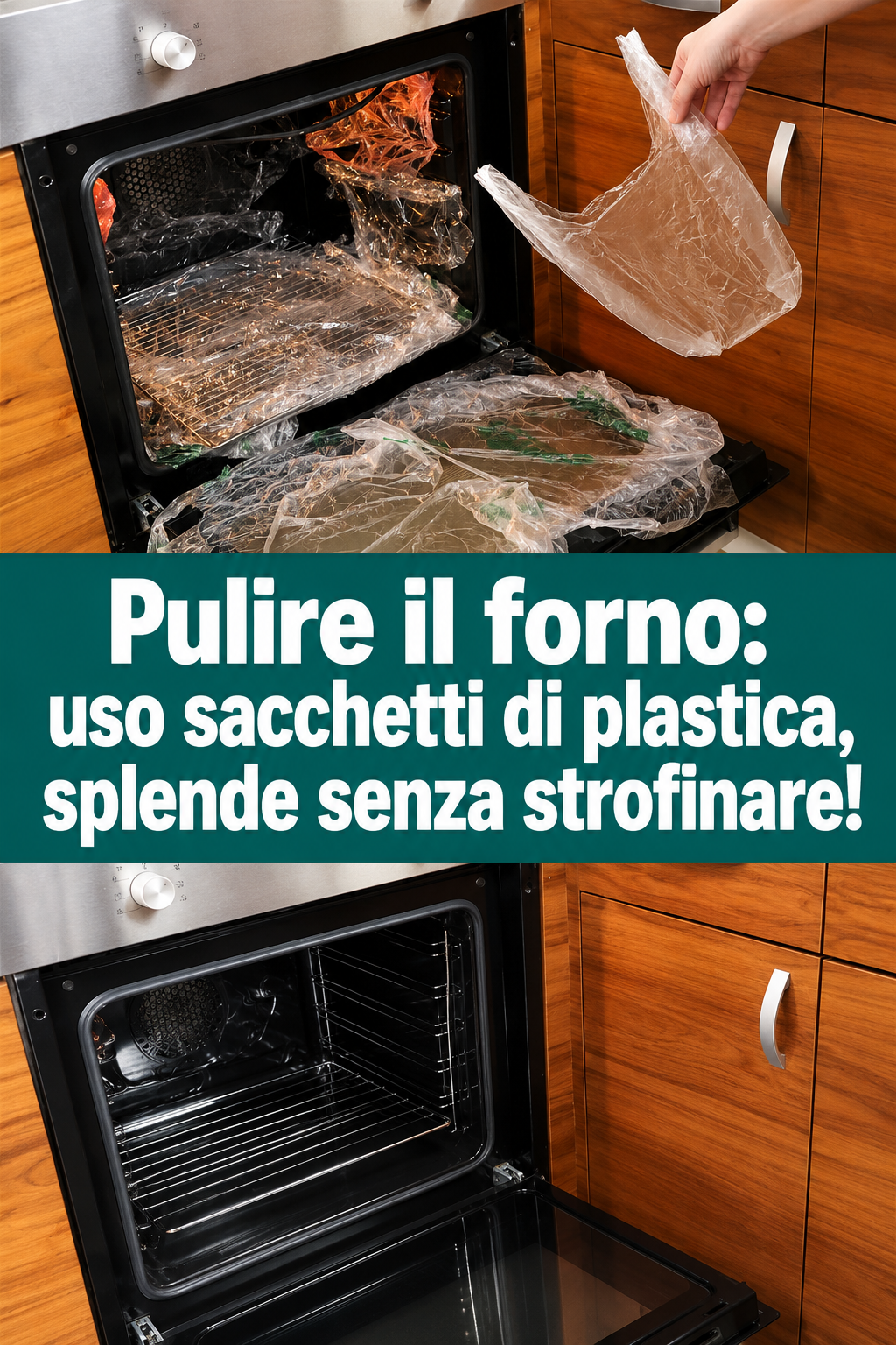 Pulire il forno: uso sacchetti di plastica, splende senza strofinare!
