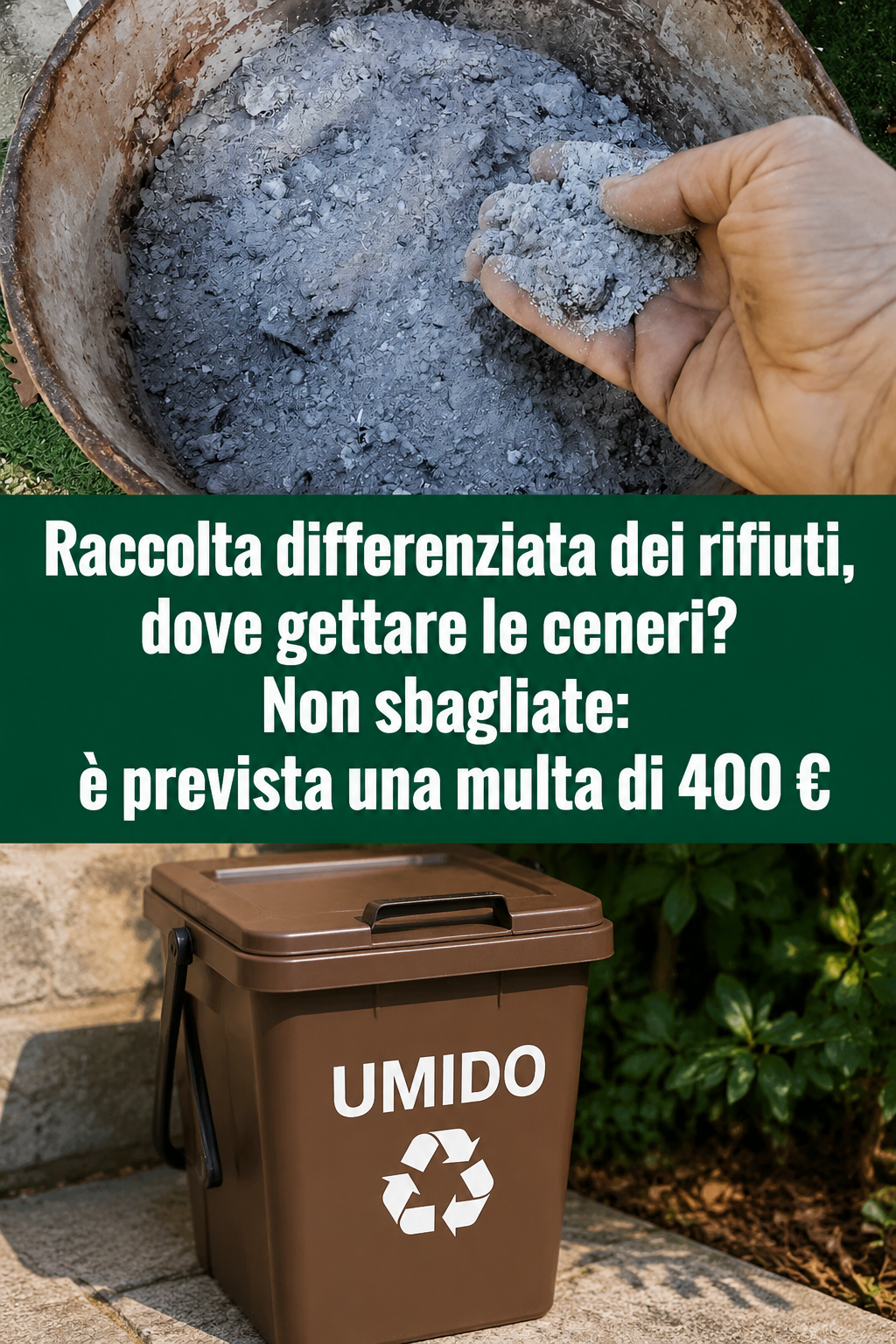 Raccolta differenziata dei rifiuti, dove gettare le ceneri? Non sbagliate: è prevista una multa di 400 €