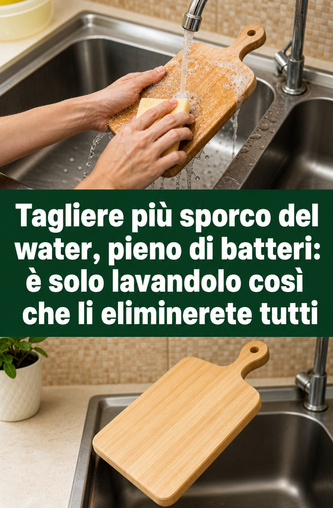 Tagliere più sporco del water, pieno di batteri: è solo lavandolo così che li eliminerete tutti