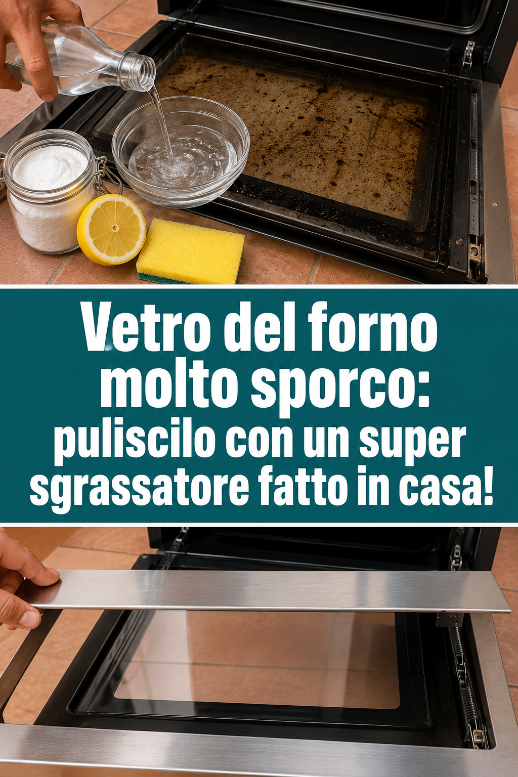 Vetro del forno molto sporco: puliscilo con un super sgrassatore fatto in casa!
