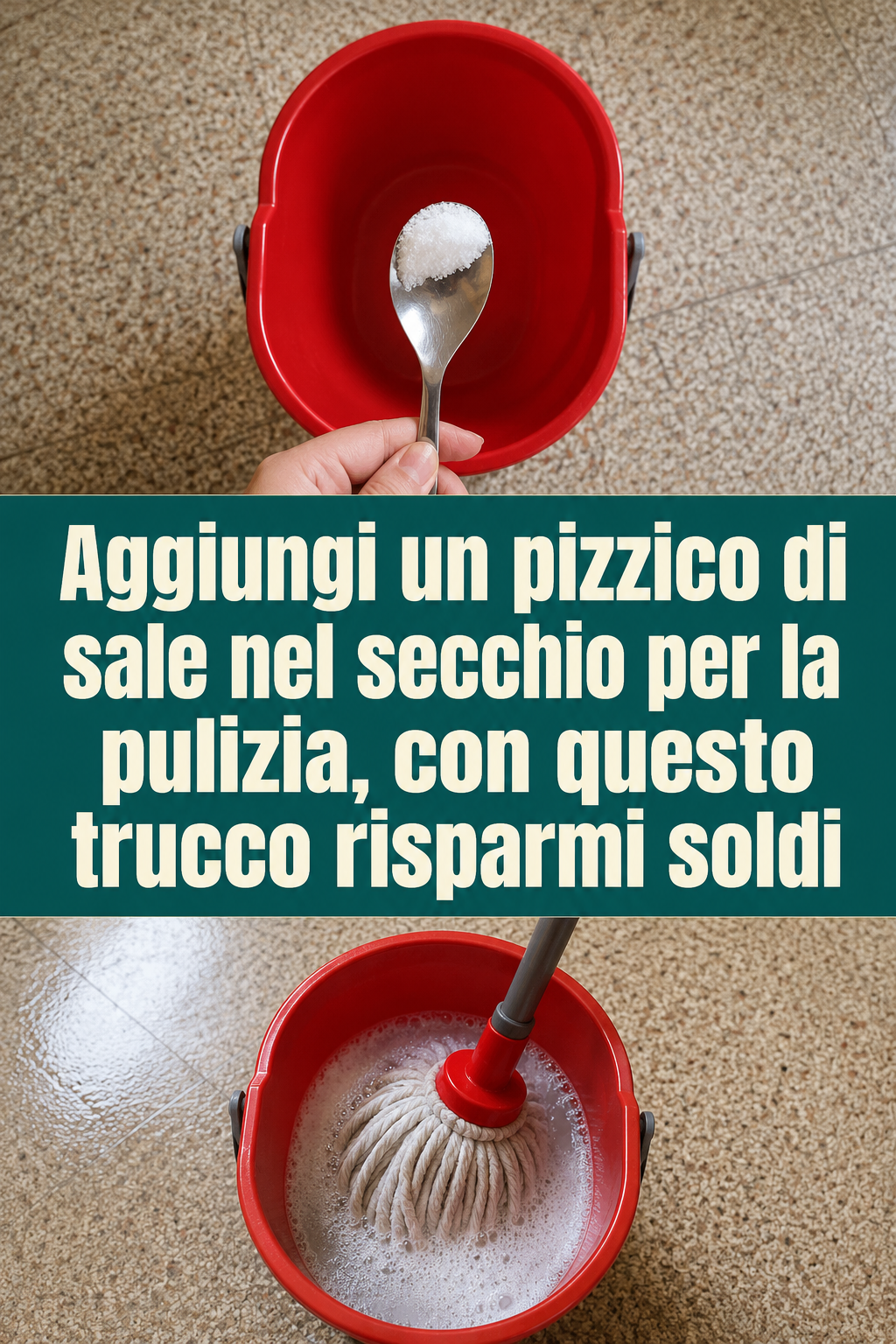 Aggiungi un pizzico di sale nel secchio per la pulizia, con questo trucco risparmi soldi