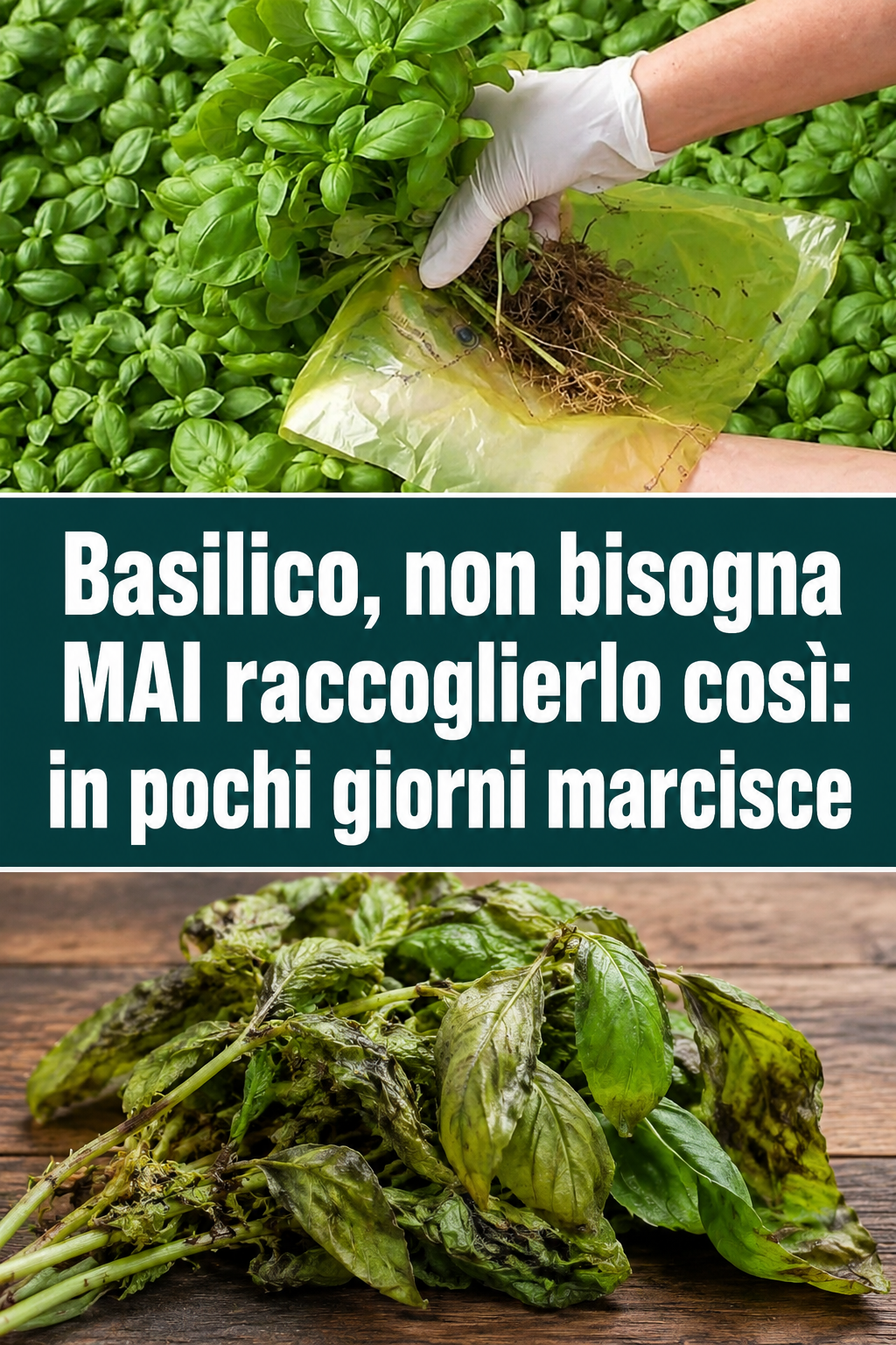 Basilico, non bisogna MAI raccoglierlo così: in pochi giorni marcisce
