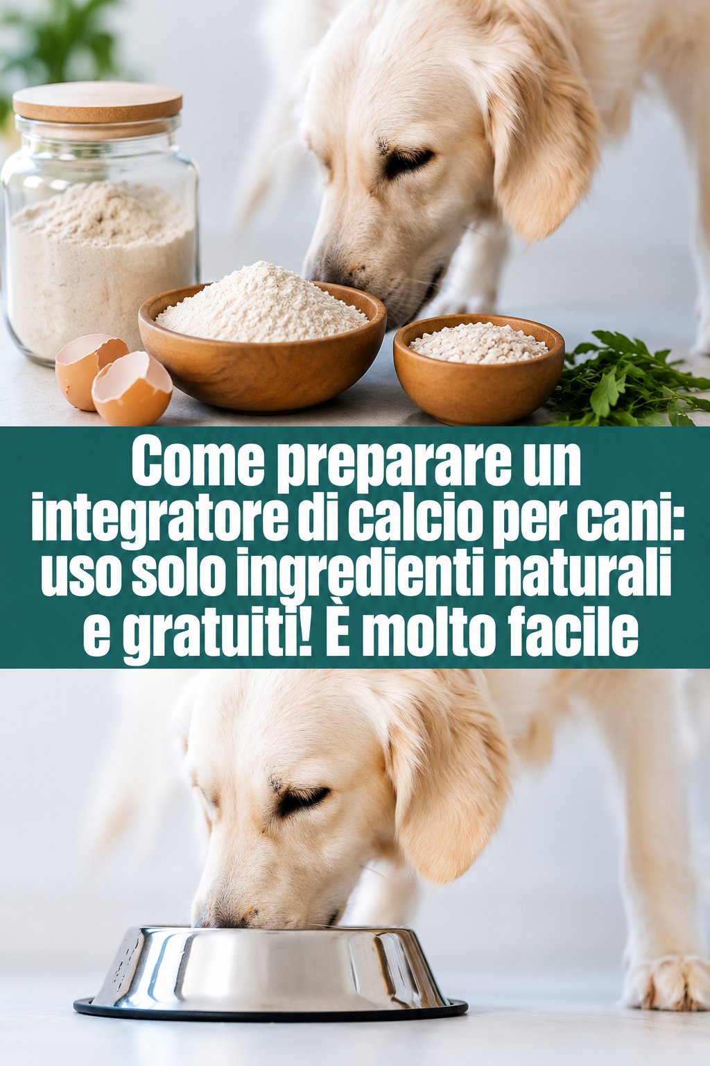 Come preparare un integratore di calcio per cani: uso solo ingredienti naturali e gratuiti! È molto facile