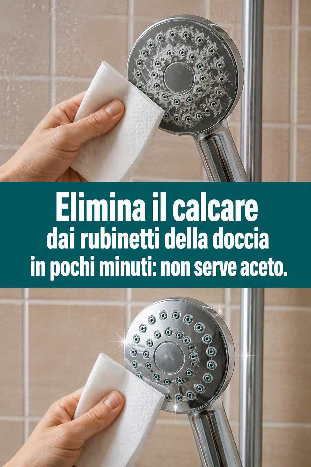 Elimina il calcare dai rubinetti della doccia in pochi minuti: non serve aceto.