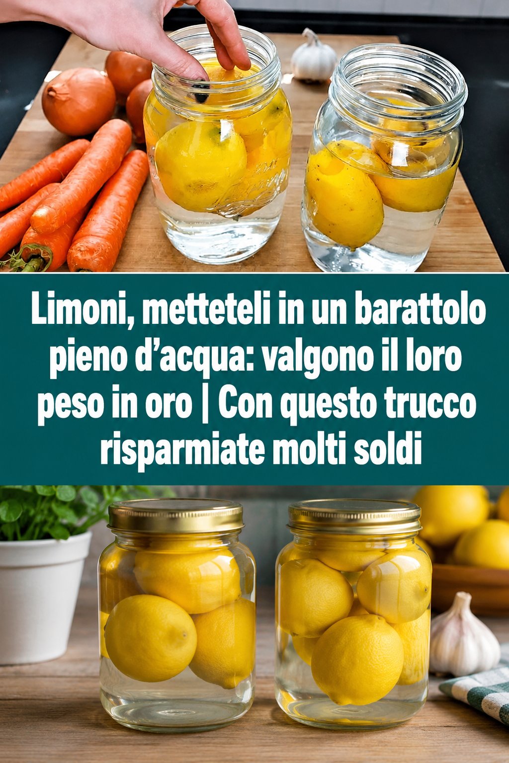 Limoni, metteteli in un barattolo pieno d’acqua: valgono il loro peso in oro | Con questo trucco risparmiate molti soldi
