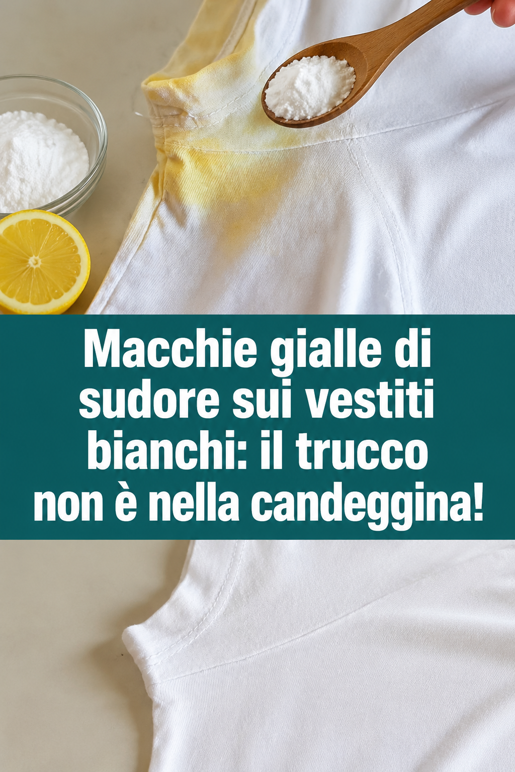 Macchie gialle di sudore sui vestiti bianchi: il trucco non è nella candeggina!