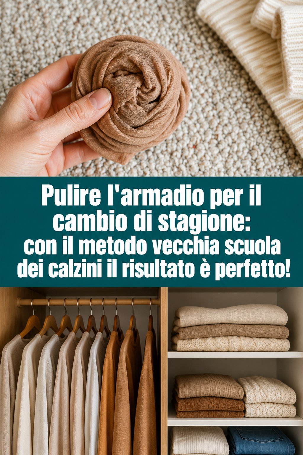 Pulire l’armadio per il cambio di stagione: con il metodo vecchia scuola dei calzini il risultato è perfetto!