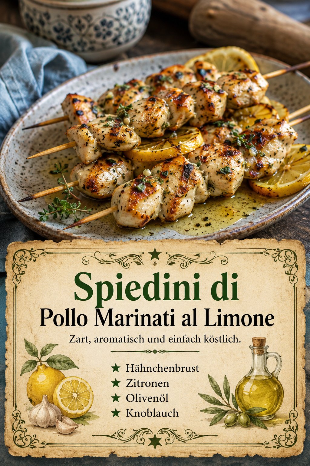 Spiedini di Pollo Marinati al Limone