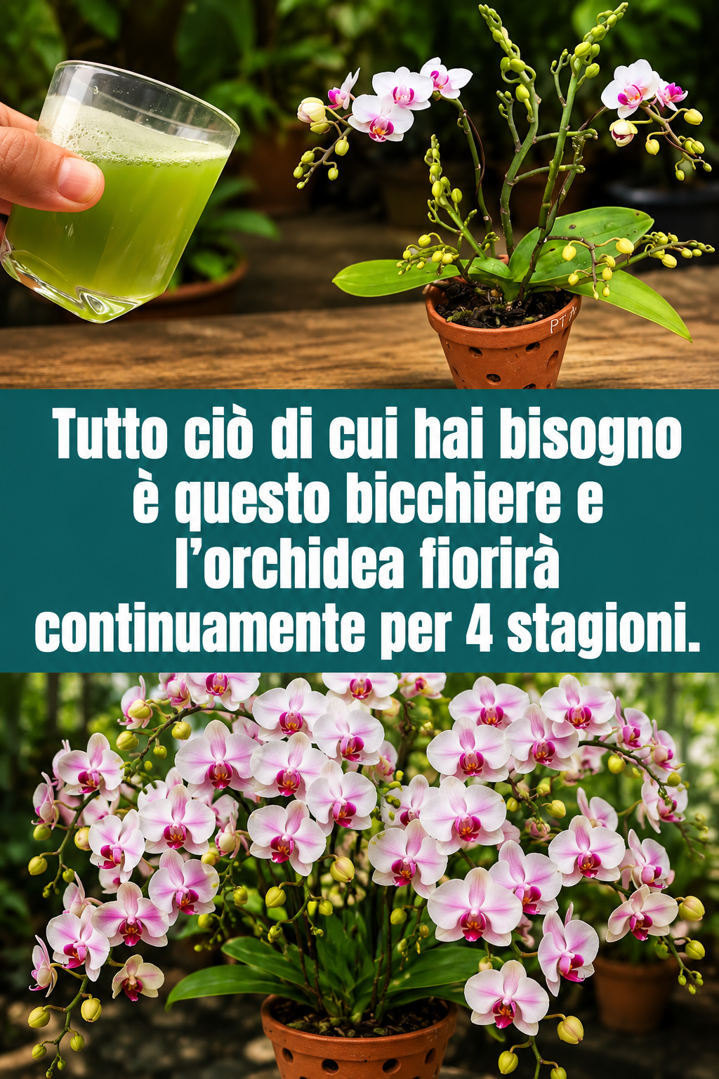 Tutto ciò di cui hai bisogno è questo bicchiere e l’orchidea fiorirà continuamente per 4 stagioni.