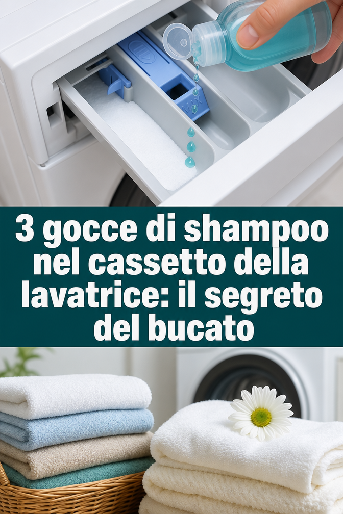 3 gocce di shampoo nel cassetto della lavatrice: il segreto del bucato