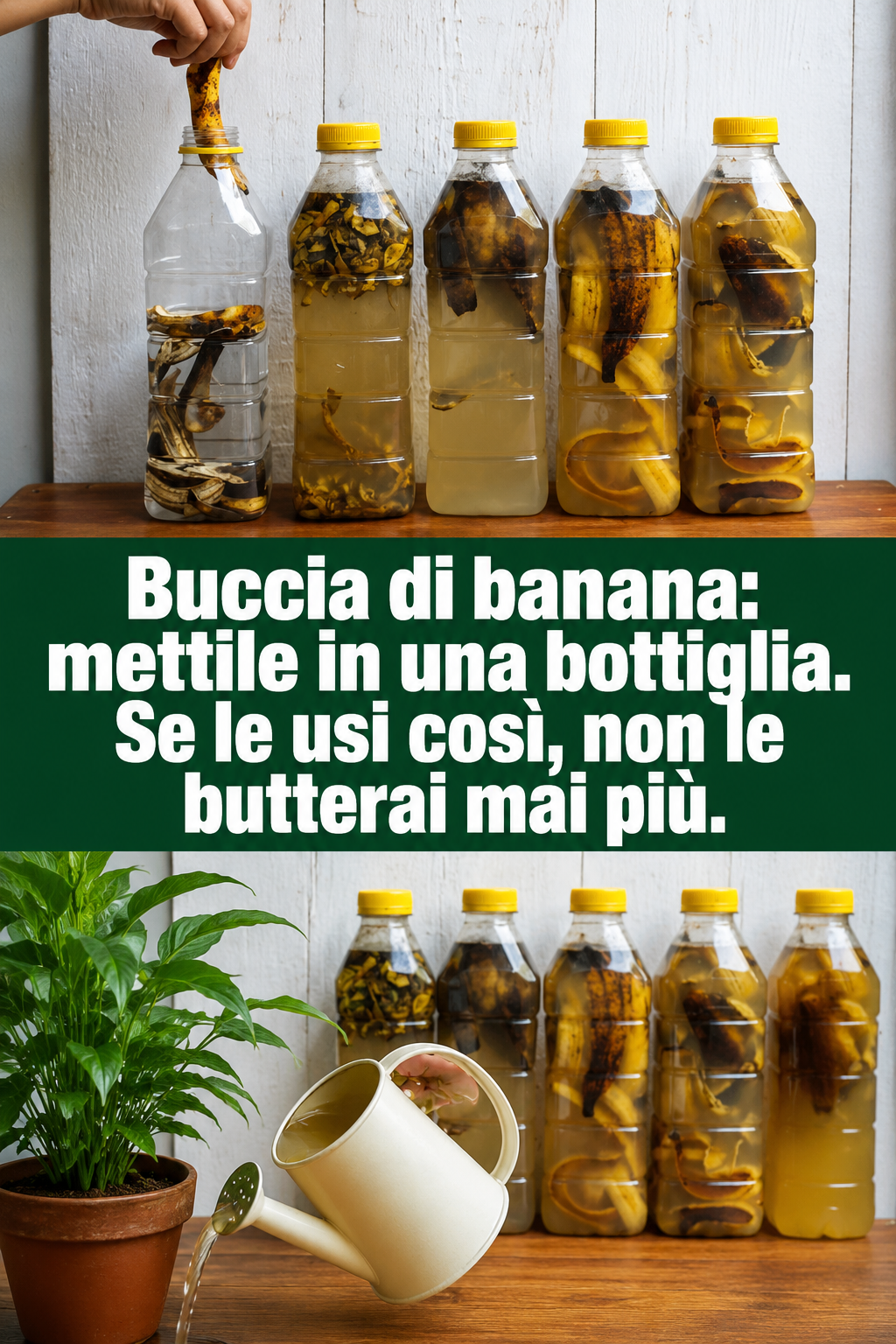 Buccia di banana: mettile in una bottiglia. Se le usi così, non le butterai mai più.