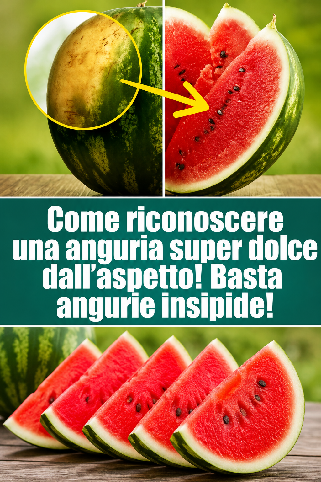 Come riconoscere una anguria super dolce dall’aspetto! Basta angurie insipide!