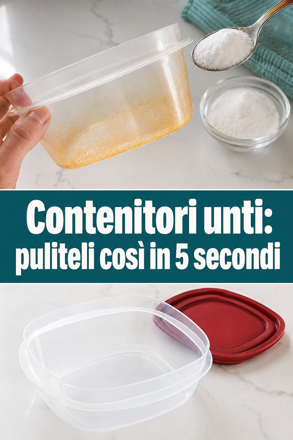 Contenitori unti: puliteli così in 5 secondi