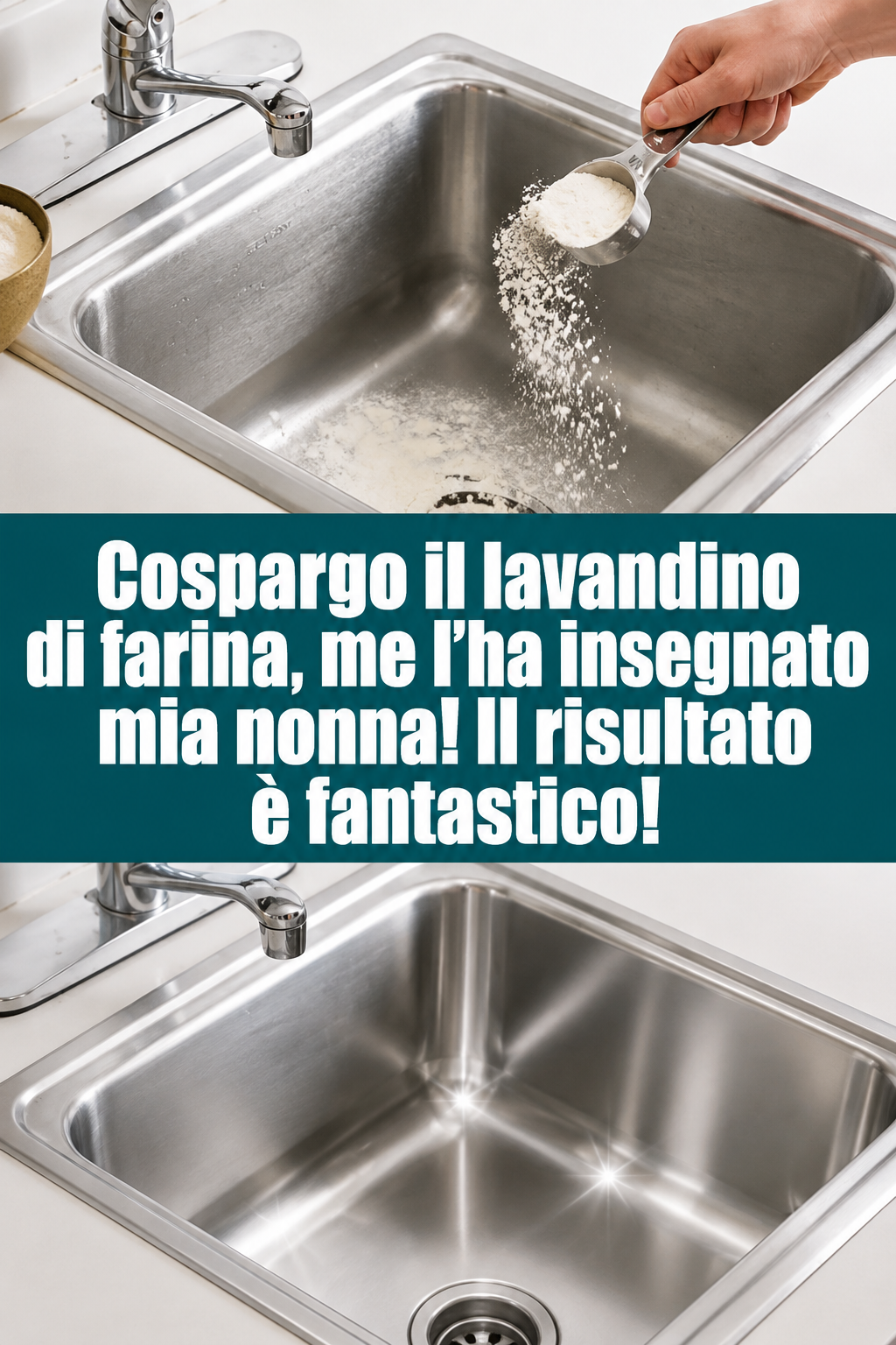 Cospargo il lavandino di farina, me l’ha insegnato mia nonna! Il risultato è fantastico!