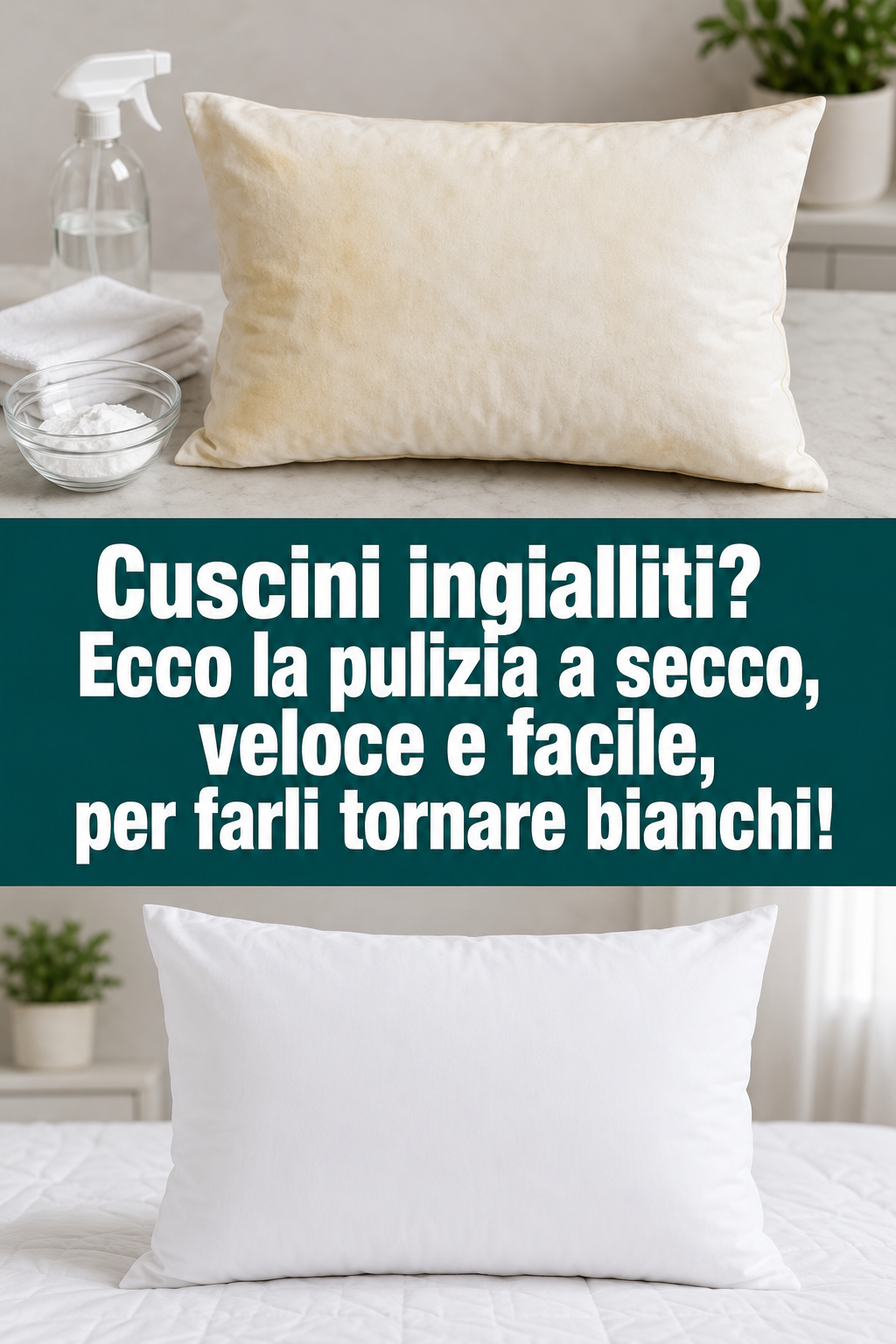 Cuscini ingialliti? Ecco la pulizia a secco, veloce e facile, per farli tornare bianchi!