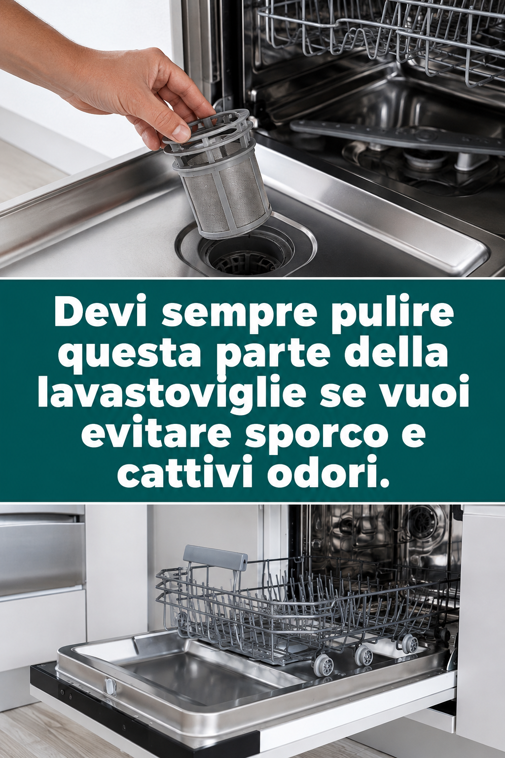 Devi sempre pulire questa parte della lavastoviglie se vuoi evitare sporco e cattivi odori.