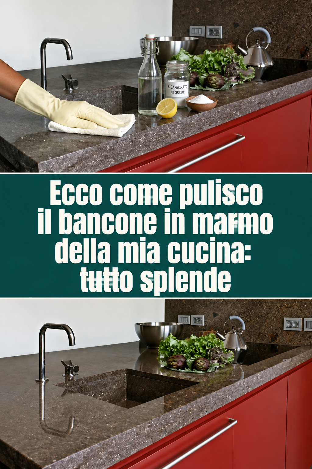 Ecco come pulisco il bancone in marmo della mia cucina: tutto splende