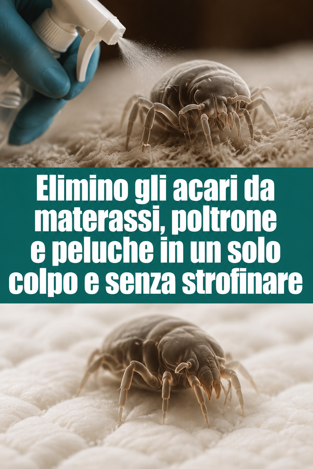 Elimino gli acari da materassi, poltrone e peluche in un solo colpo e senza strofinare