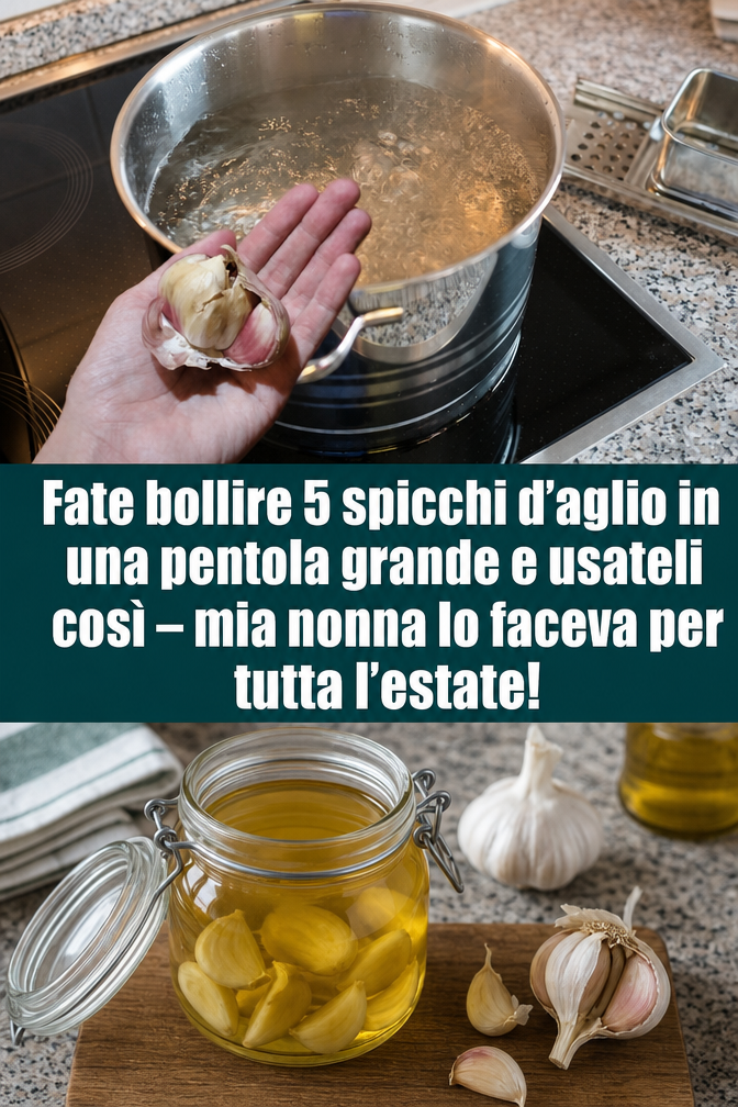 Fate bollire 5 spicchi d’aglio in una pentola grande e usateli così – mia nonna lo faceva per tutta l’estate!