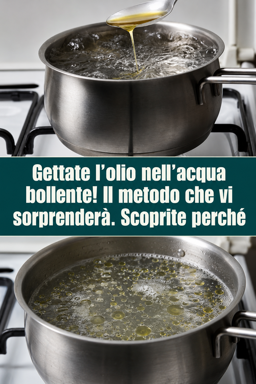 Gettate l’olio nell’acqua bollente! Il metodo che vi sorprenderà. Scoprite perché